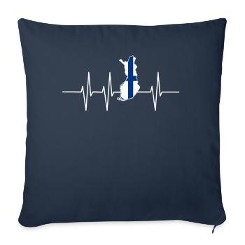 Heartbeat Finland gift home flag pulse - Sofa pillowcase 17,3'' x 17,3'' (45 x 45 cm) - navy - Front