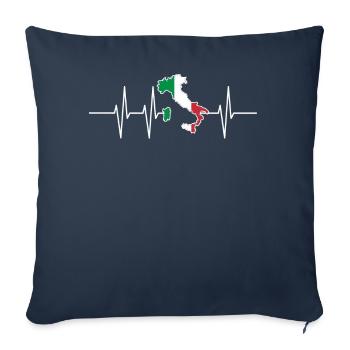 Battements de coeur Italie cadeau patriote patrie Puls - Housse de coussin décorative 45 x 45 cm - bleu marine - Devant