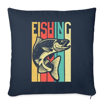Poisson pêche pêche riviere truite retro - Housse de coussin décorative 45 x 45 cm - bleu marine - Devant