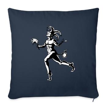 Déguisement médiéval de bouffon de cour maladroit - Housse de coussin décorative 45 x 45 cm - bleu marine - Devant