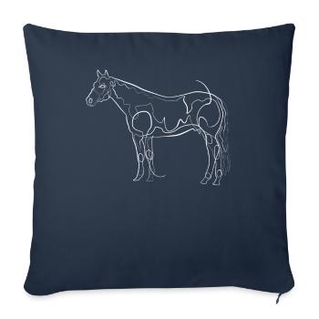 Cheval équitation - one line drawing - Housse de coussin décorative 45 x 45 cm - bleu marine - Devant