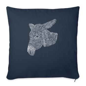 âne tête âne propriétaire Muli propriétaire oreille longue - Housse de coussin décorative 45 x 45 cm - bleu marine - Devant
