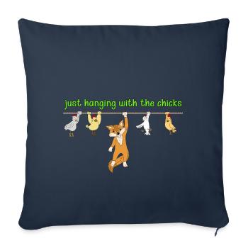 Chemise de cadeau drôle de poulet de renard - Housse de coussin décorative 45 x 45 cm - bleu marine - Devant