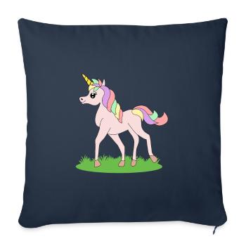 Licorne fantaisie cheval idée cadeau - Housse de coussin décorative 45 x 45 cm - bleu marine - Devant