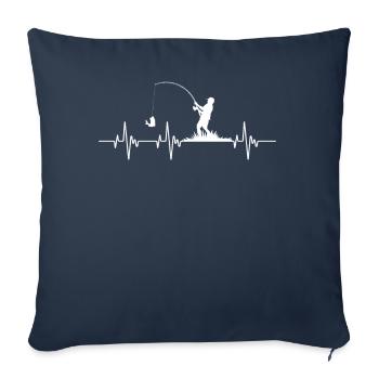 Cadeau d'appâts pêcheur batteur de coeur batteur - Housse de coussin décorative 45 x 45 cm - bleu marine - Devant