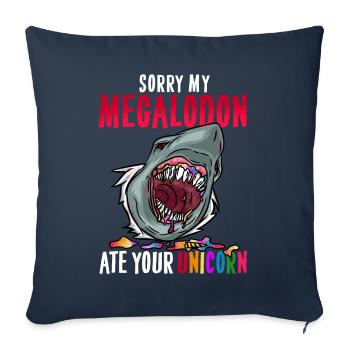 Megalodon T-Shirt Licorne Fossiles de Dino Primitif - Housse de coussin décorative 45 x 45 cm - bleu marine - Devant