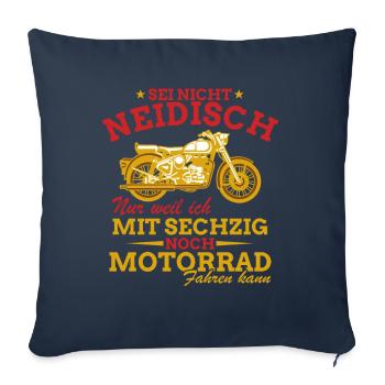 Motorrad Shirt • Neidisch Motorradfahrer Geschenk - Sofakissenbezug 45 x 45 cm - Navy - Vorne