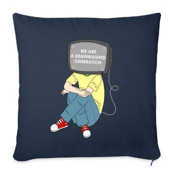 Révolution lavage de cerveau résistance à la télévision - Housse de coussin décorative 45 x 45 cm - bleu marine - Devant