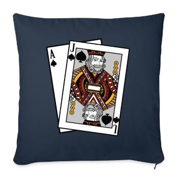 Blackjack Spades Ass Jacks T-Shirt Cards Argent du Poker - Housse de coussin décorative 45 x 45 cm - bleu marine - Devant