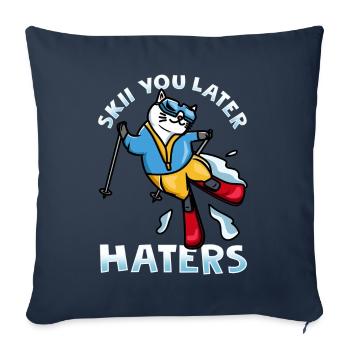 T-shirt de ski, bière de sport après le sport - Housse de coussin décorative 45 x 45 cm - bleu marine - Devant