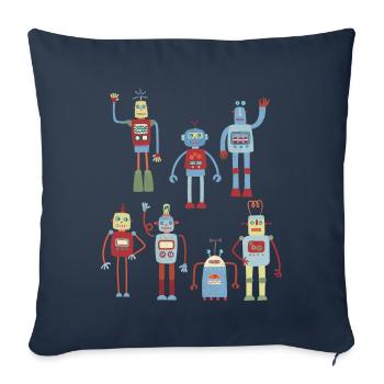 Robots - Housse de coussin décorative 45 x 45 cm - bleu marine - Devant