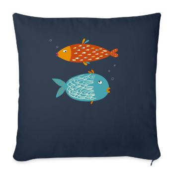 Poisson sarcastique - Housse de coussin décorative 45 x 45 cm - bleu marine - Devant