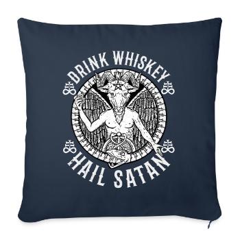 Hail Satan T-Shirt Whiskey Alcohol devil intoxication - Sofa pillowcase 17,3'' x 17,3'' (45 x 45 cm) - navy - Front