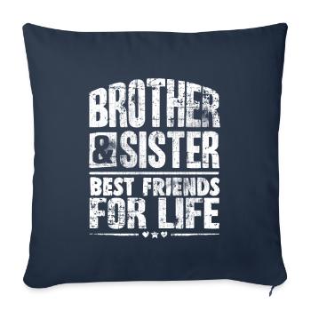 Frère et soeur Meilleurs amis pour la vie - Housse de coussin décorative 45 x 45 cm - bleu marine - Devant