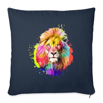 Lion roi aquarelle cadeau aquarelle - Housse de coussin décorative 45 x 45 cm - bleu marine - Devant