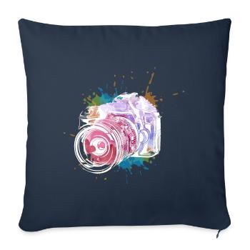 Photographer gift I photography camera - Sofa pillowcase 17,3'' x 17,3'' (45 x 45 cm) - navy - Front