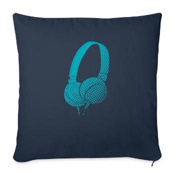 Écouteurs de musique - Housse de coussin décorative 45 x 45 cm - bleu marine - Devant