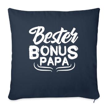 Bonuspapa meilleur beau-père - Housse de coussin décorative 45 x 45 cm - bleu marine - Devant
