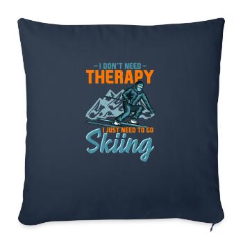 Ski thérapie t-shirt montagnes sport bière d'hiver - Housse de coussin décorative 45 x 45 cm - bleu marine - Devant