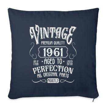 Birthday born in 1961 - Sofa pillowcase 17,3'' x 17,3'' (45 x 45 cm) - navy - Front