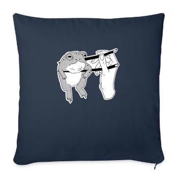Satire Drôle de bâtonnets de grenouille Asiatique Cadeau - Housse de coussin décorative 45 x 45 cm - bleu marine - Devant
