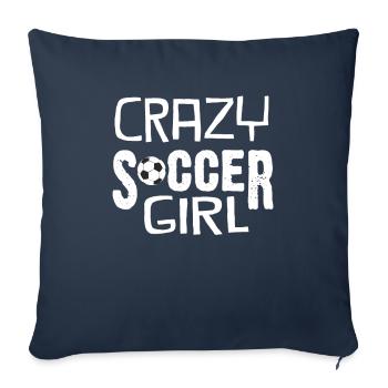 Fille de football - Housse de coussin décorative 45 x 45 cm - bleu marine - Devant