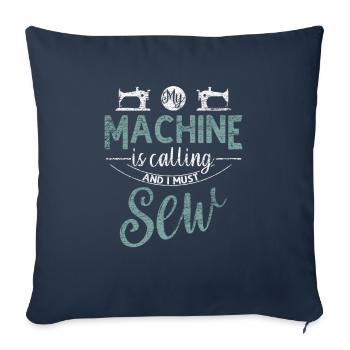 Machine à coudre à coudre - Housse de coussin décorative 45 x 45 cm - bleu marine - Devant