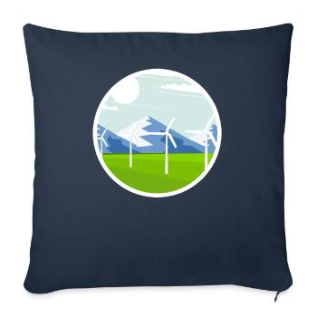 Montagnes et éolien Énergie durable - Housse de coussin décorative 45 x 45 cm - bleu marine - Devant