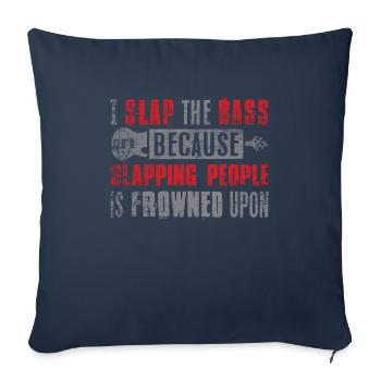 Joueur de basse de guitare basse - Housse de coussin décorative 45 x 45 cm - bleu marine - Devant