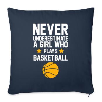 Joueur de basket fille cadeau I streetball - Housse de coussin décorative 45 x 45 cm - bleu marine - Devant