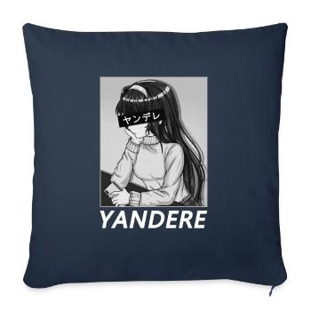 Yandere Anime Japan Manga Girl Comic Cute - Housse de coussin décorative 45 x 45 cm - bleu marine - Devant
