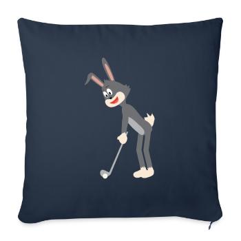 Lapin de dessin animé frapper la balle de golf - Housse de coussin décorative 45 x 45 cm - bleu marine - Devant