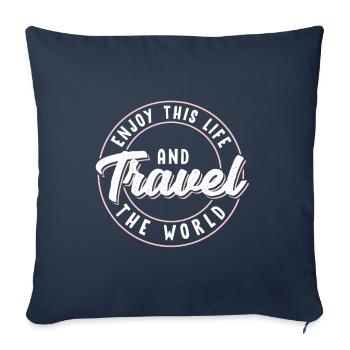 Voyage voyage disant voyage nature - Housse de coussin décorative 45 x 45 cm - bleu marine - Devant