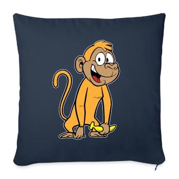 Monkey with banana - Sofa pillowcase 17,3'' x 17,3'' (45 x 45 cm) - navy - Front