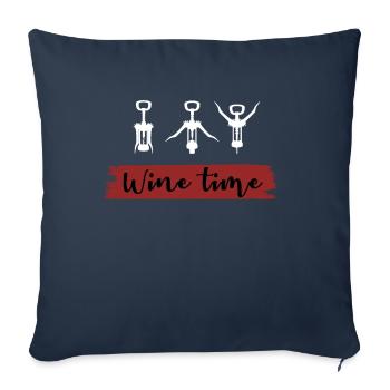 L'heure du vin - Housse de coussin décorative 45 x 45 cm - bleu marine - Devant
