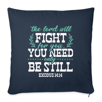 Bible verset prière Bible Jésus - Housse de coussin décorative 45 x 45 cm - bleu marine - Devant