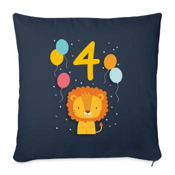 4e anniversaire T-shirt lion 4e - Housse de coussin décorative 45 x 45 cm - bleu marine - Devant