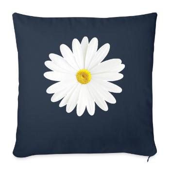 Daisy fleur blanche nature cadeau - Housse de coussin décorative 45 x 45 cm - bleu marine - Devant