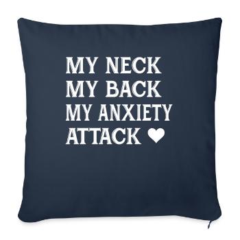 Mon cou, mon dos, mon anxiété, les filles drôles - Housse de coussin décorative 45 x 45 cm - bleu marine - Devant