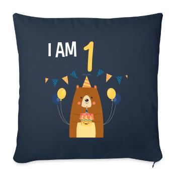 1er anniversaire chemise anniversaire ours 1 an - Housse de coussin décorative 45 x 45 cm - bleu marine - Devant