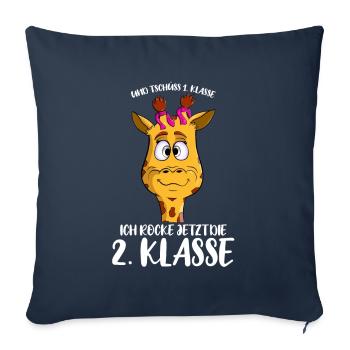 süße Giraffe 2.Klasse Schulkind Schule Grundschule - Sofakissenbezug 45 x 45 cm - Navy - Vorne