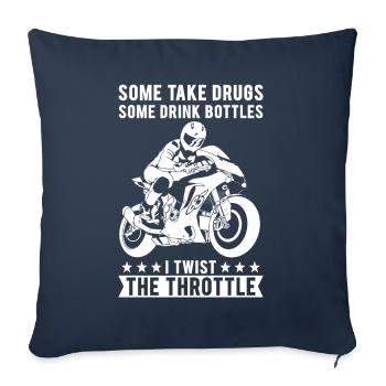 Je tourne la manette des gaz | Chemise motard motard - Housse de coussin décorative 45 x 45 cm - bleu marine - Devant