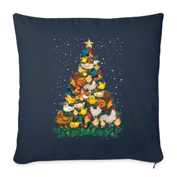 Christmas Chickens Pine Tree Funny Chicken T Shirt - Sofa pillowcase 17,3'' x 17,3'' (45 x 45 cm) - navy - Front