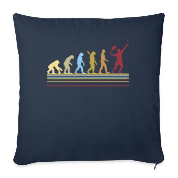 Graphique de cadeau d'évolution rétro de joueur de tennis - Housse de coussin décorative 45 x 45 cm - bleu marine - Devant