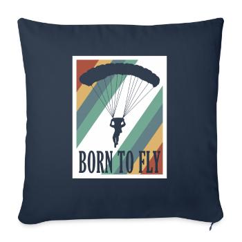 Graphique de parachutiste Born To Fly Cool - Housse de coussin décorative 45 x 45 cm - bleu marine - Devant