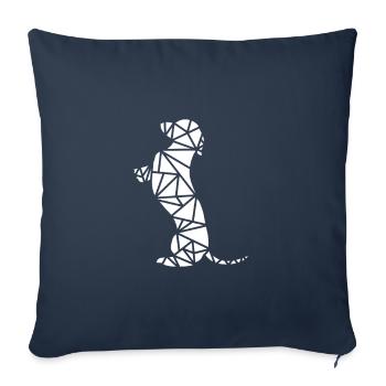 teckel assis - Housse de coussin décorative 45 x 45 cm - bleu marine - Devant