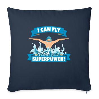 Cadeau Super Power pour nageur et nageur - Housse de coussin décorative 45 x 45 cm - bleu marine - Devant