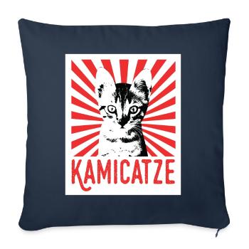 Kamicatze chat mignon chat chat grincheux chats chats - Housse de coussin décorative 45 x 45 cm - bleu marine - Devant