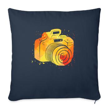 Photographe Photographe Photographie Appareil photo - Housse de coussin décorative 45 x 45 cm - bleu marine - Devant