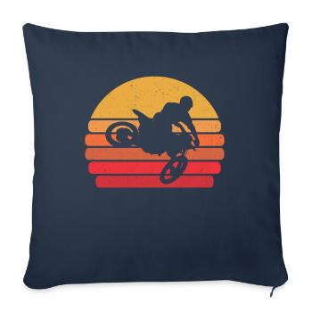 Retro Supercross MX Motocross - Housse de coussin décorative 45 x 45 cm - bleu marine - Devant